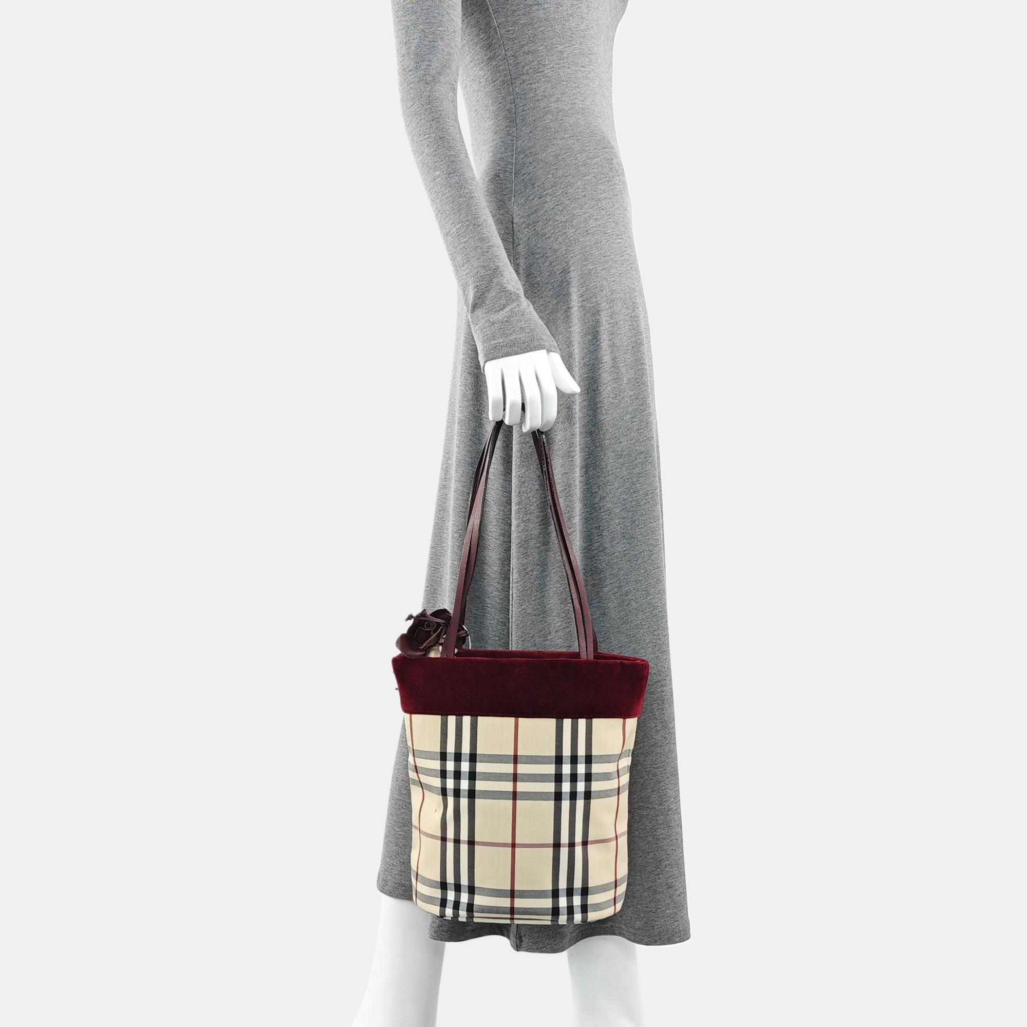 Nylon Top Handle Bag Beige