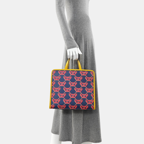 Monogram Coated Canvas Tote Bag Blue