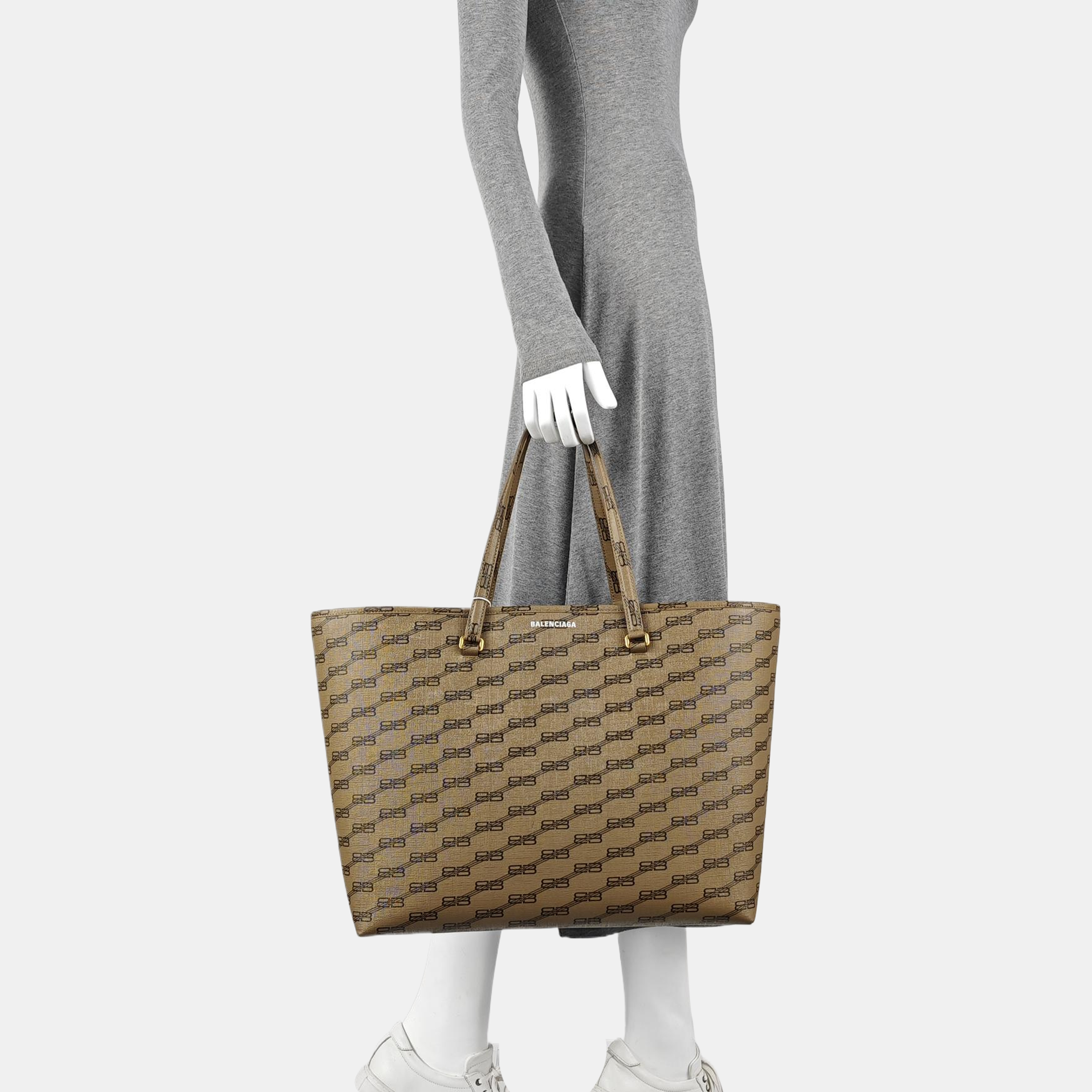 Coated Canvas Tote Bag Brown