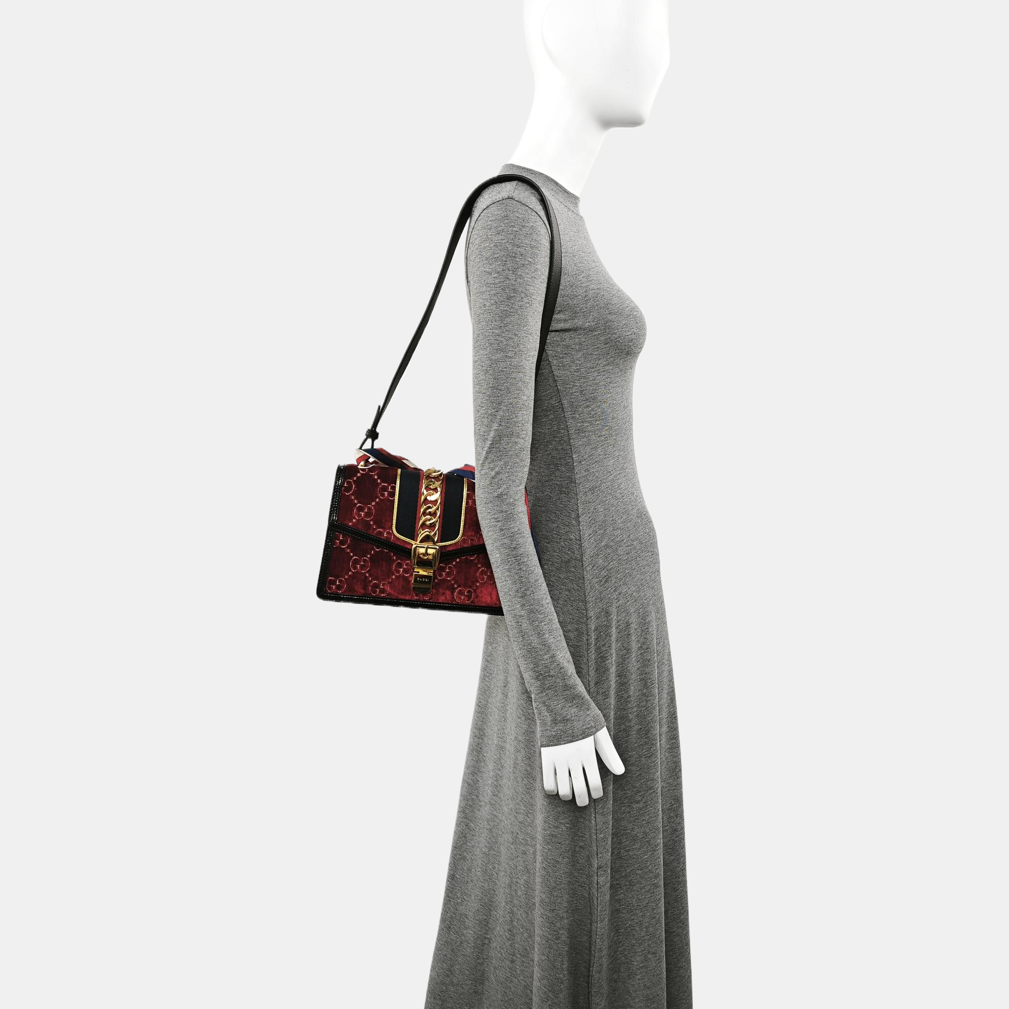 Sylvie Small Monogram Velvet Red