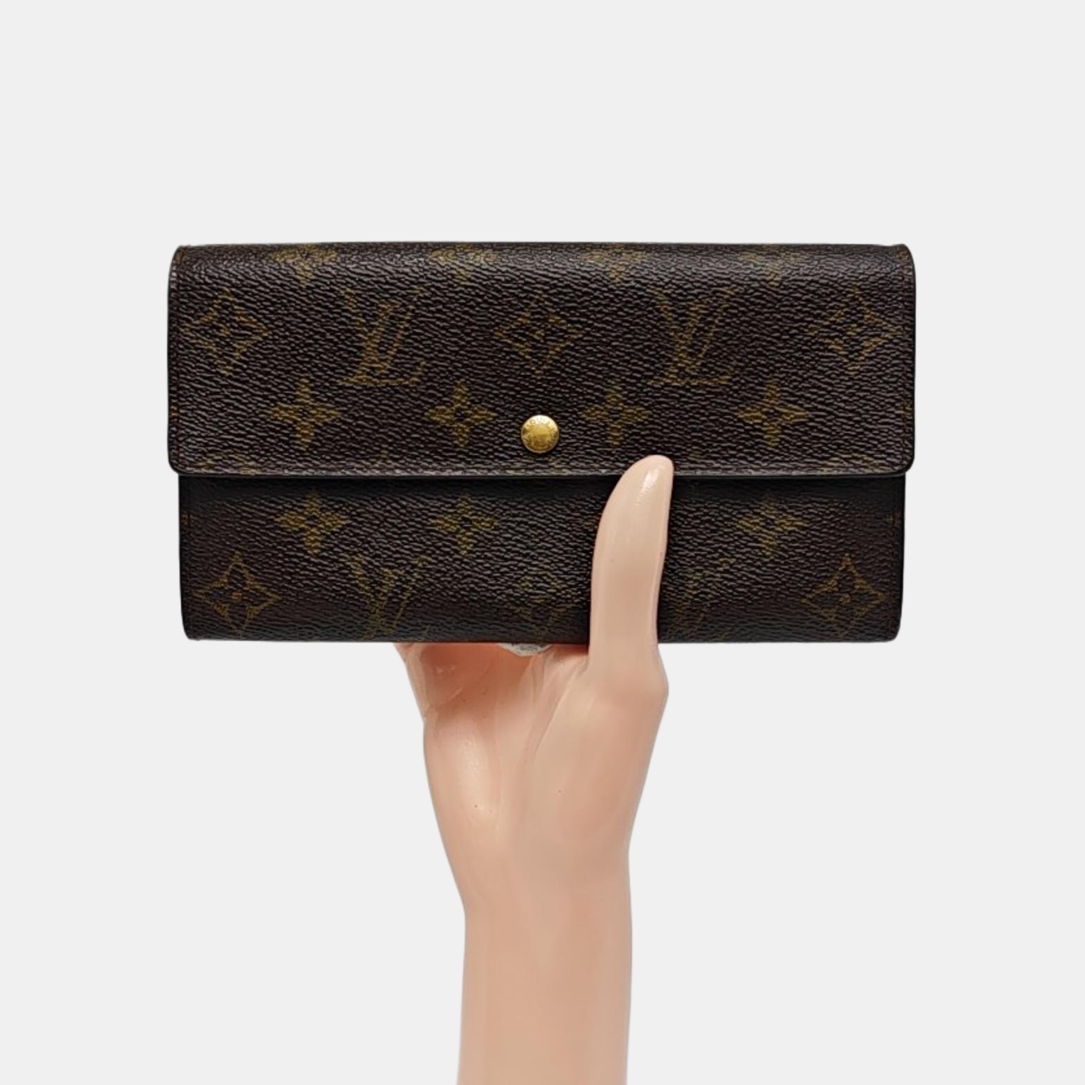 PORTE MONNAIE Monogram Coated Canvas Brown Wallet