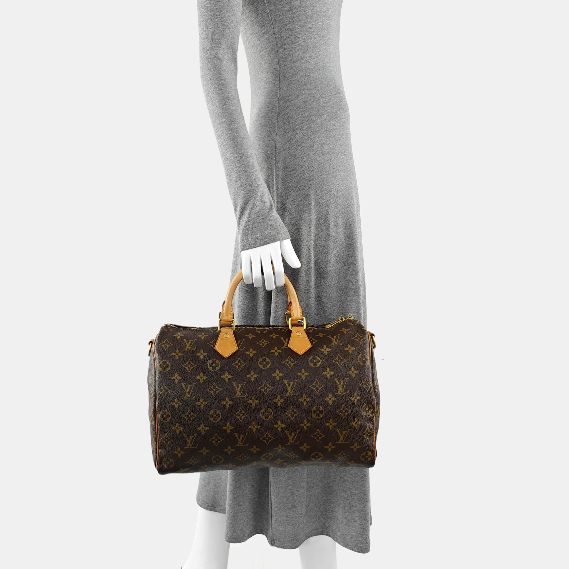 SPEEDY 35 Monogram Coated Canvas Brown