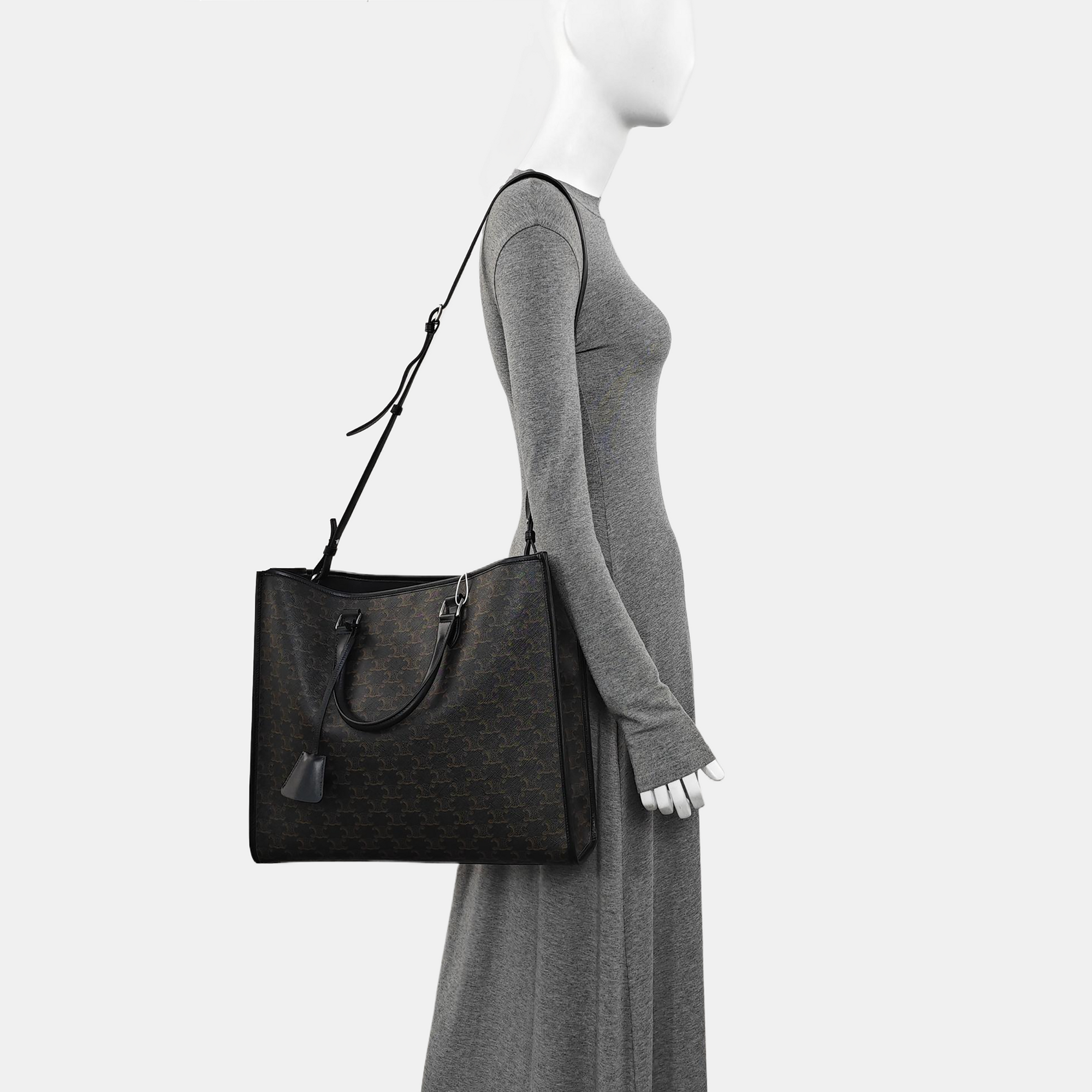 Coated Canvas Shoulder Bag Brown
