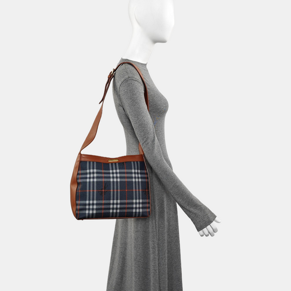 Coated Canvas Shoulder Bag Blue