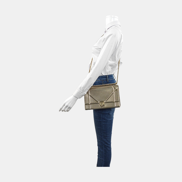 Diorama Medium Cannage Calfskin Gold