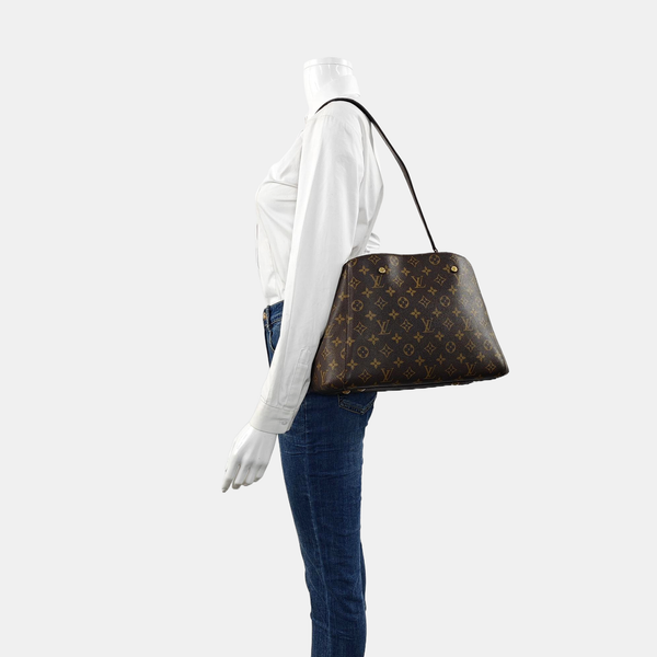 MONTAIGNE MM Monogram Coated Canvas Brown