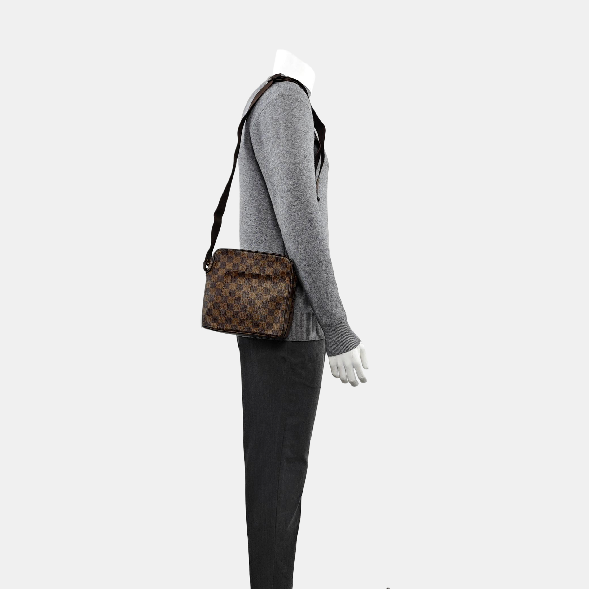 OLAV PM Damier Ebene Coated Canvas Brown