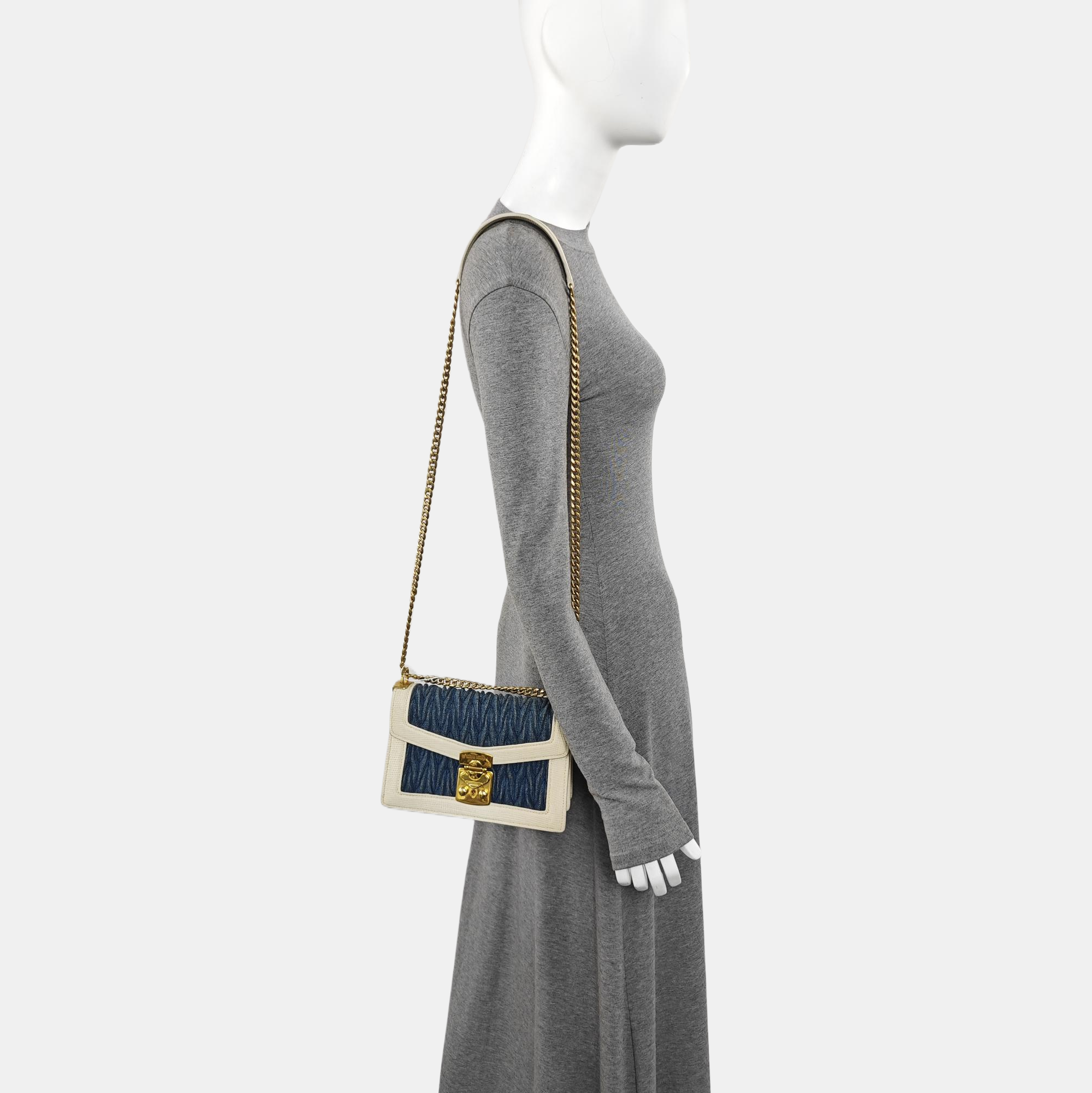 Miu Confidential Quilted Denim Blue