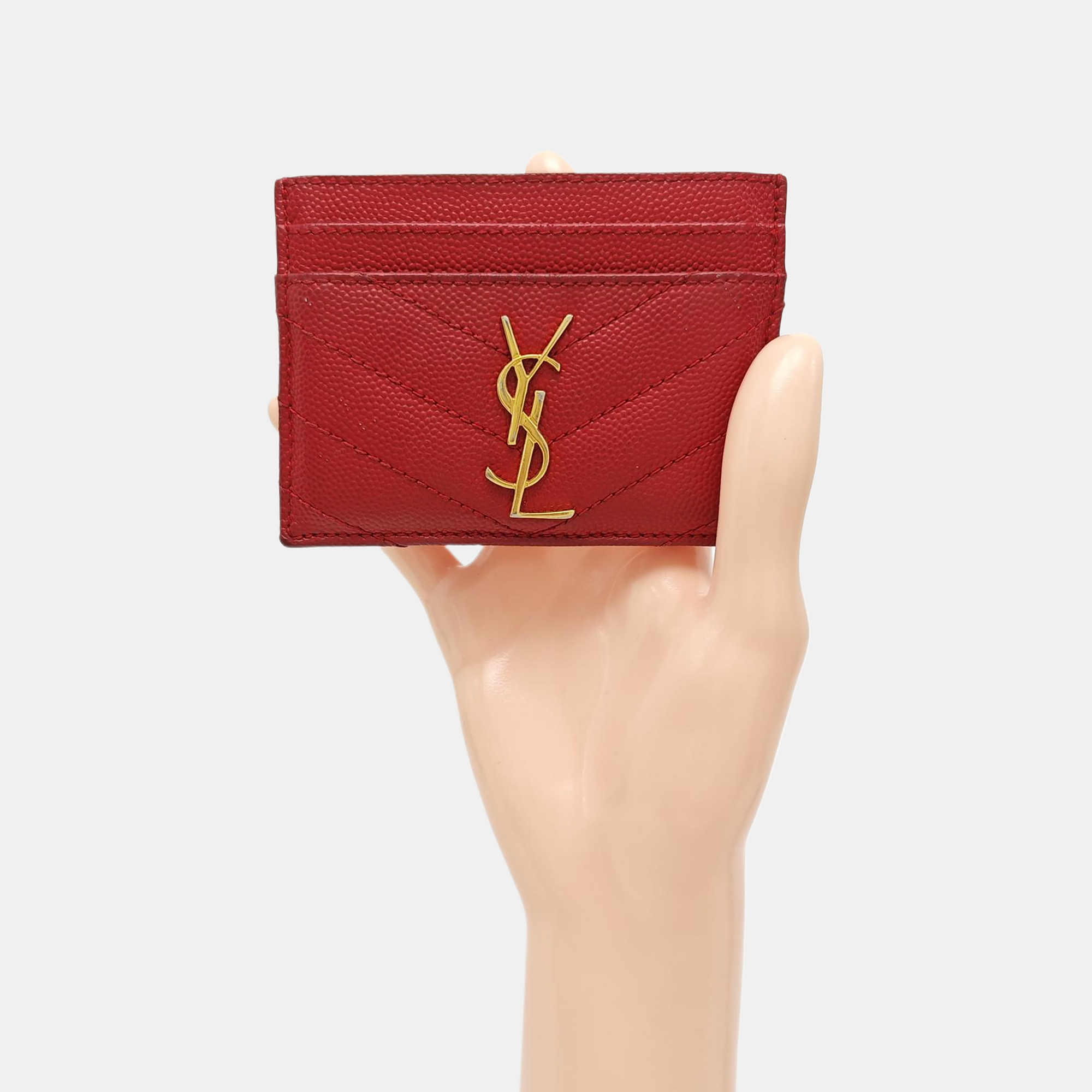 MONOGRAM Quilted Calfskin Red Card Holder