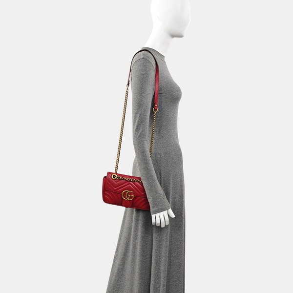 GG Marmont Small Quilted Calfskin Red
