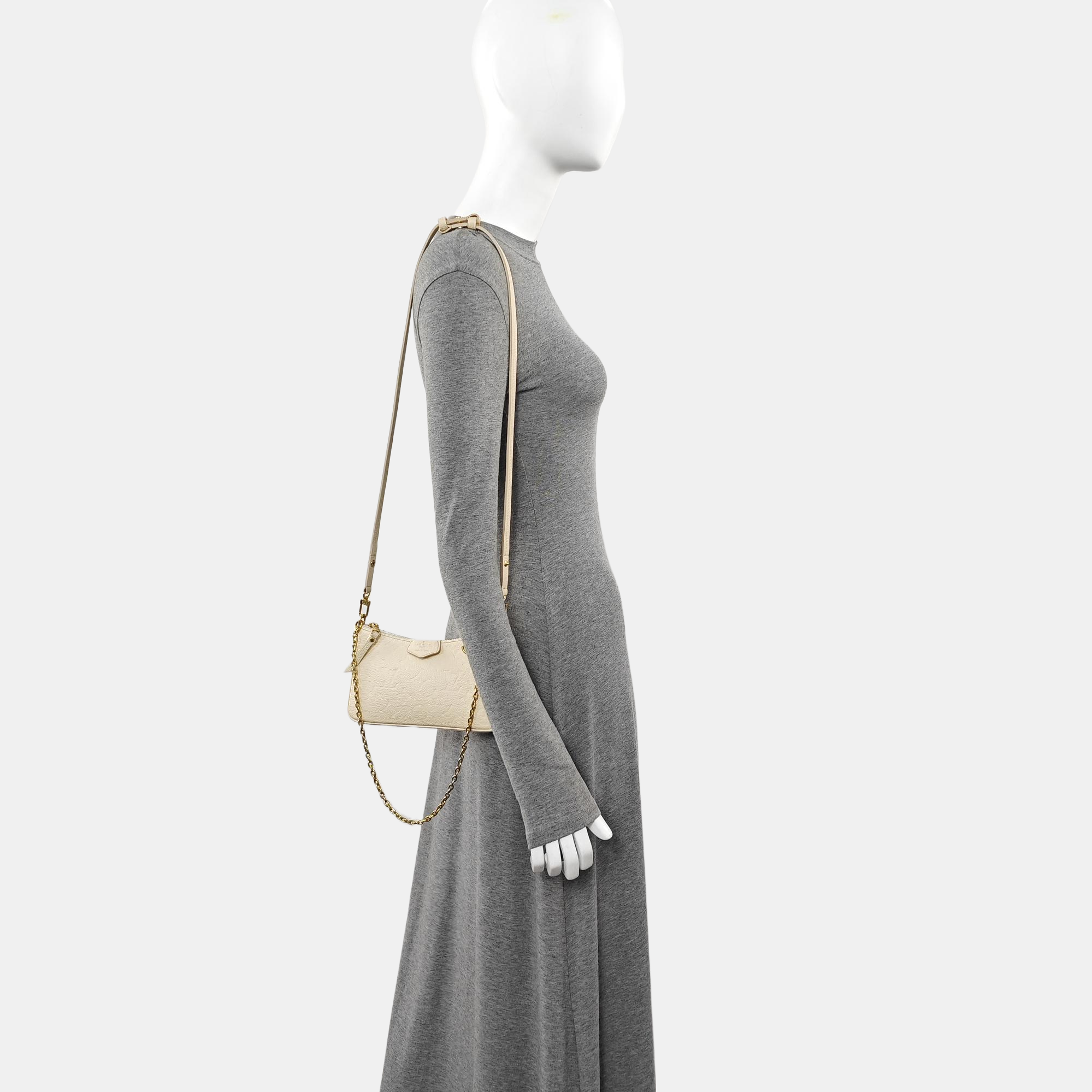 EASY POUCH ON STRAP Calfskin Beige