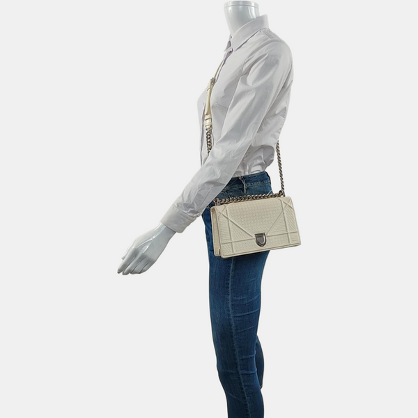 Diorama Small Cannage Calfskin White