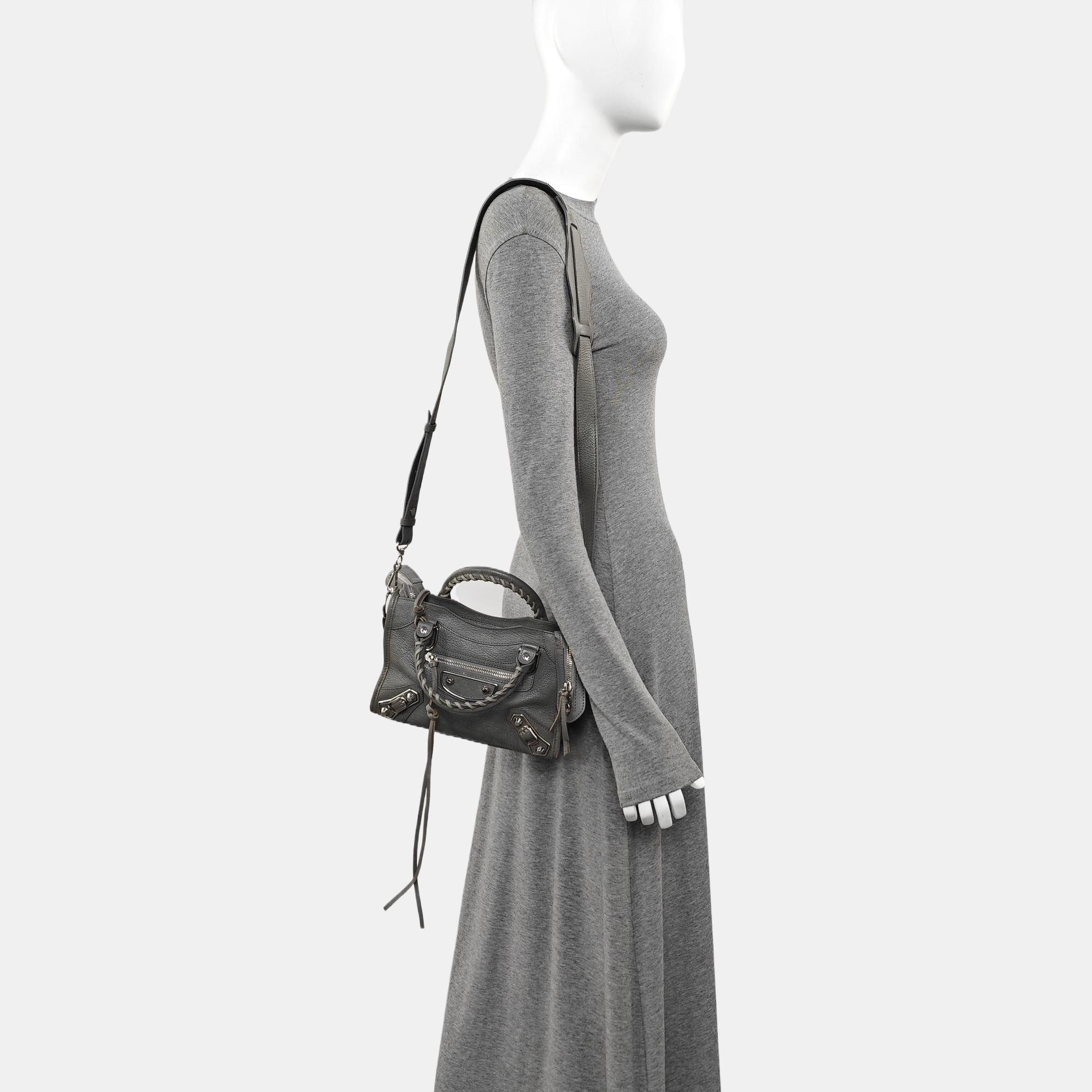 Classic Metallic Edge City Mini Lambskin Gray