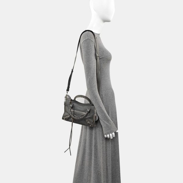 Classic Metallic Edge City Mini Lambskin Gray