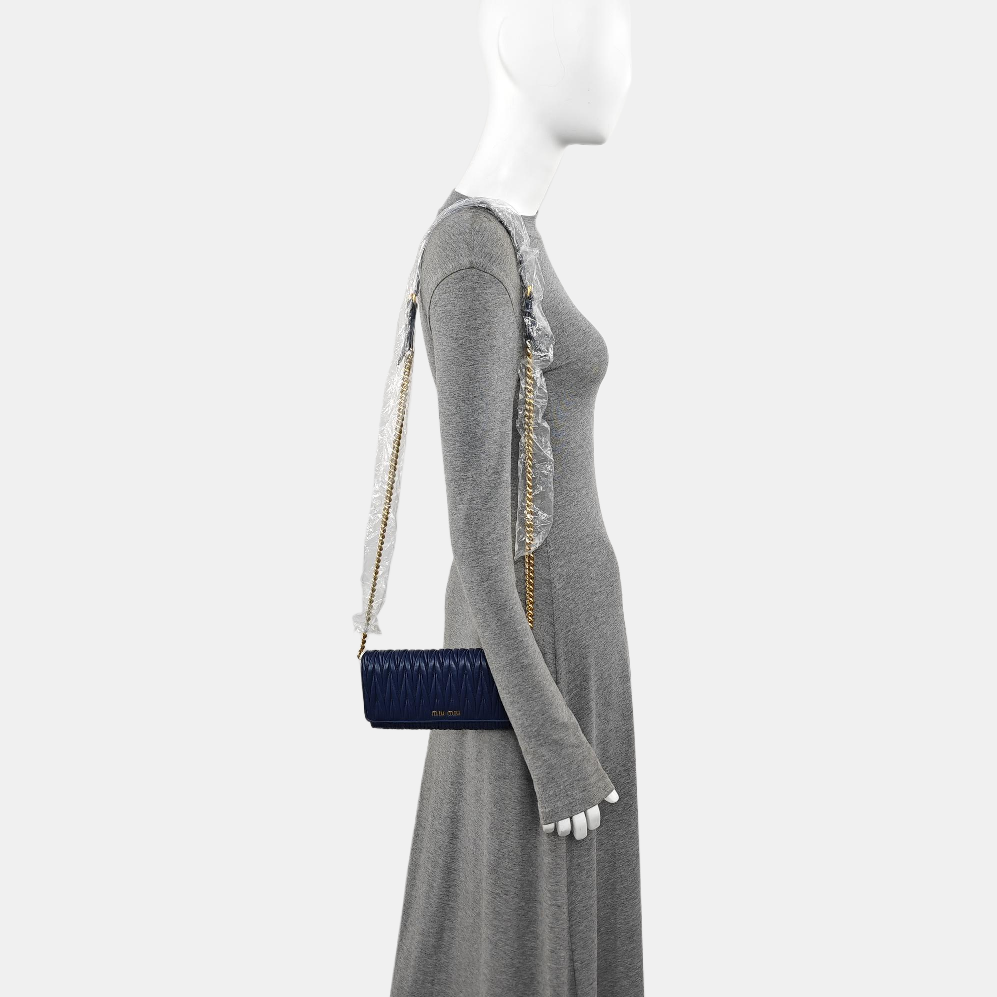 Quilted Lambskin Shoulder Bag Blue
