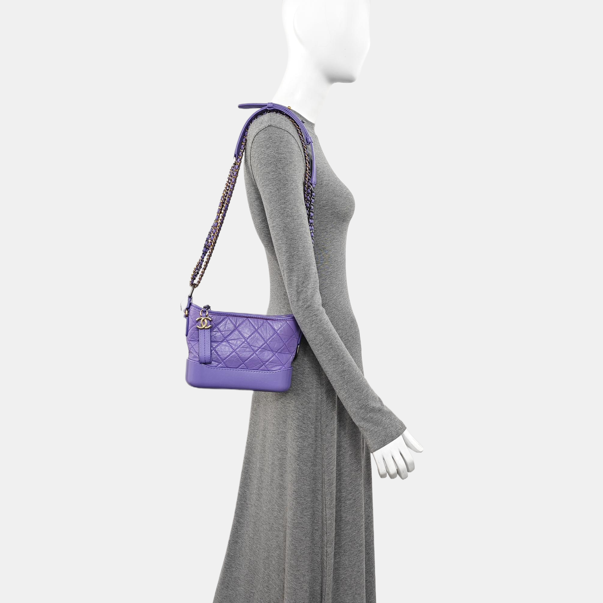 GABRIELLE Small Quilted Calfskin Purple