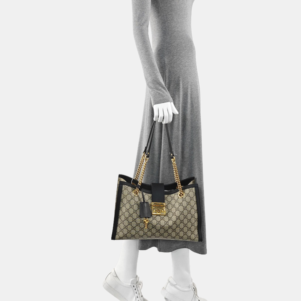 Padlock Medium Monogram Coated Canvas Beige