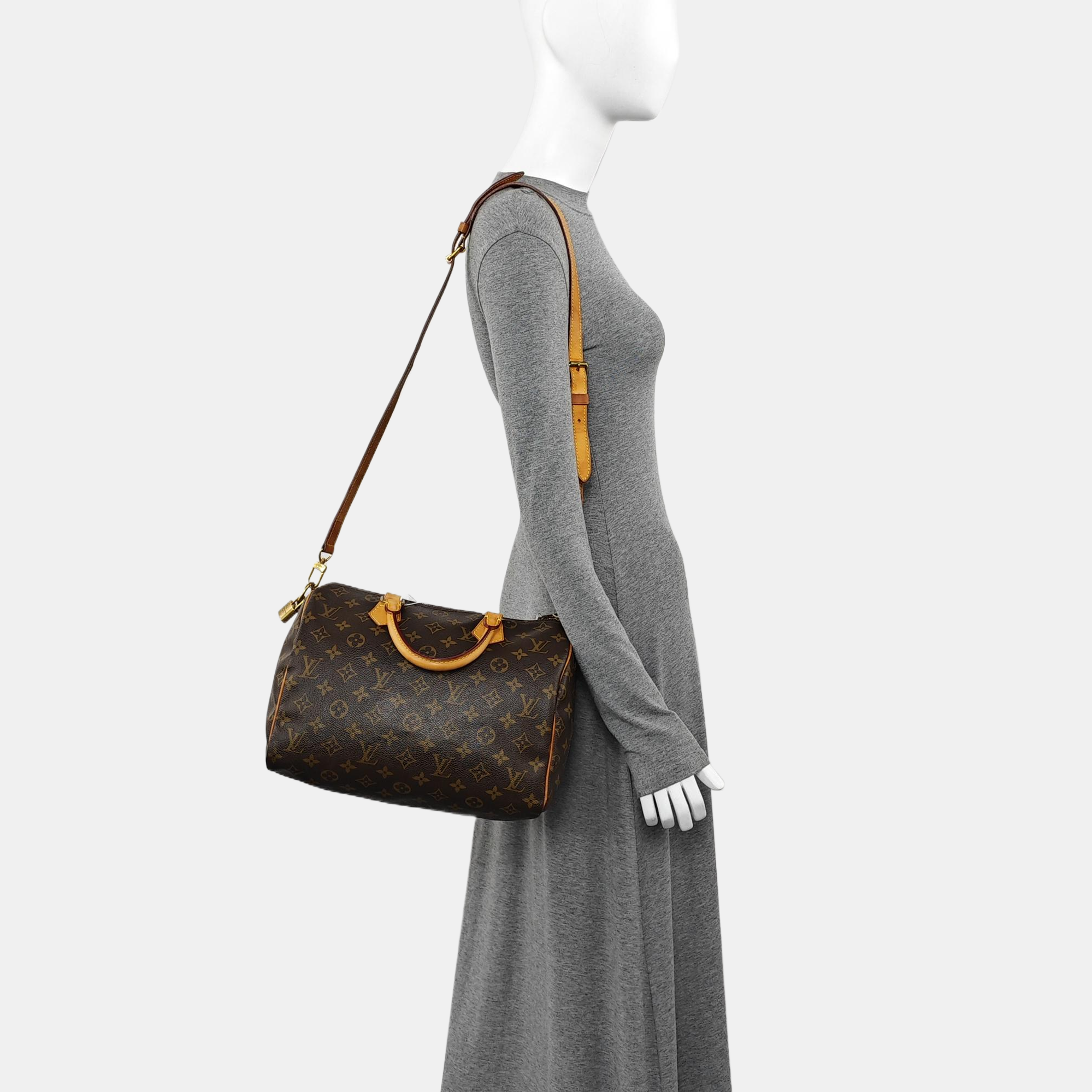 SPEEDY 30 Monogram Coated Canvas Brown