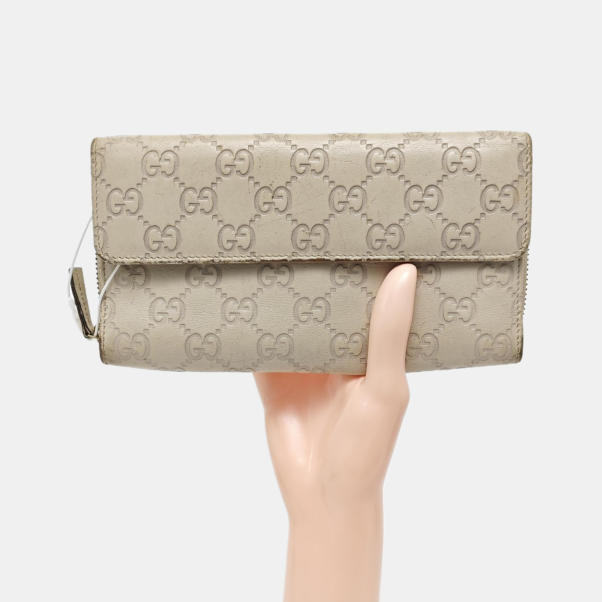 Monogram Leather Wallet Beige