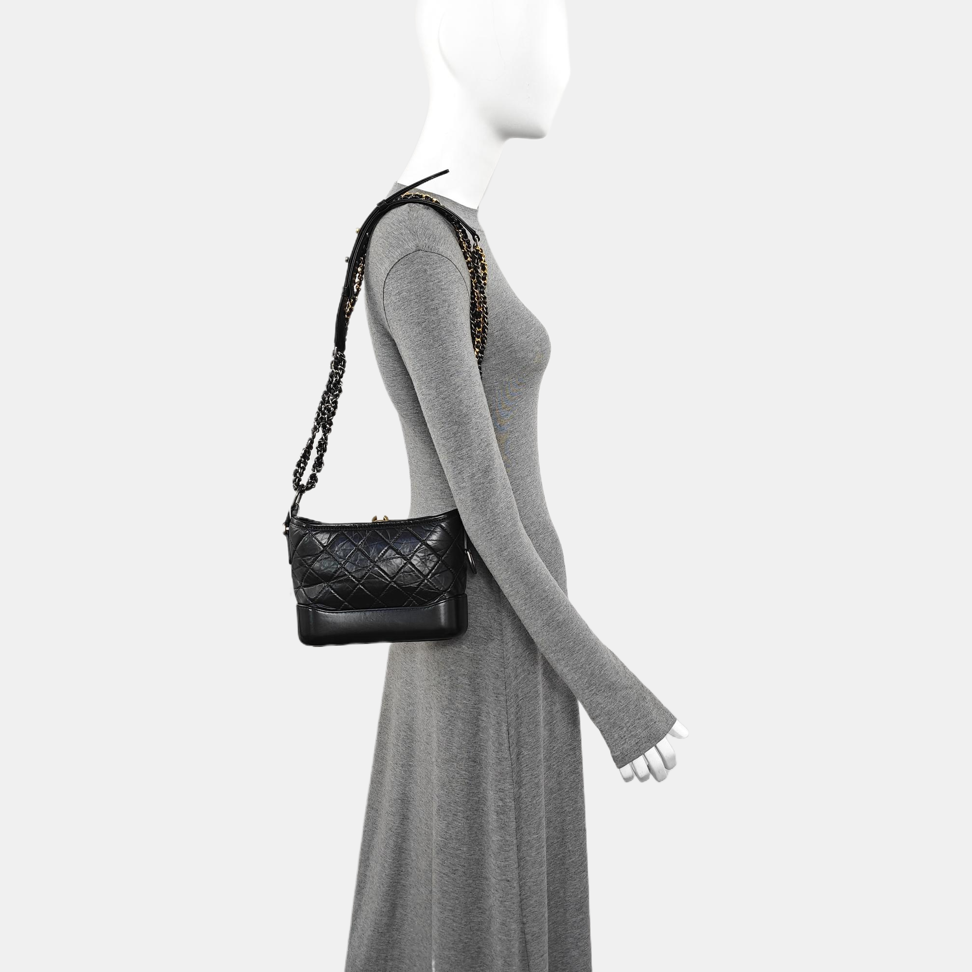 GABRIELLE Small Quilted Calfskin Black