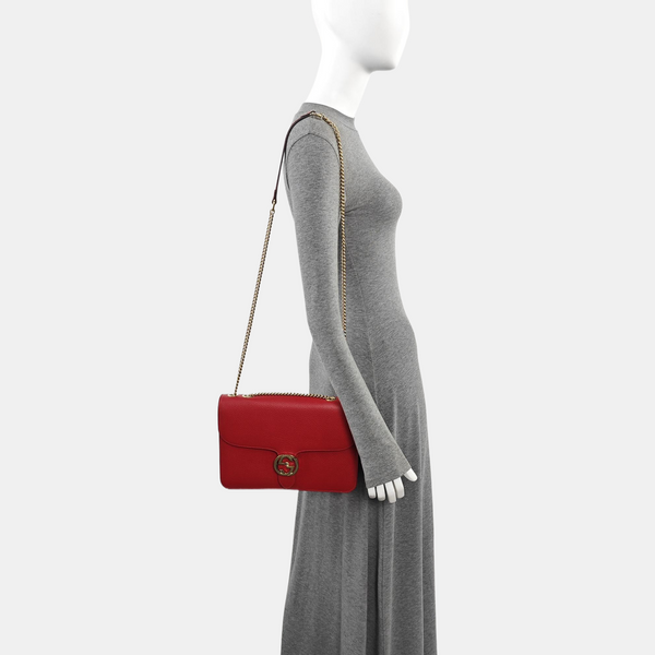 Interlocking G Large Calfskin Red