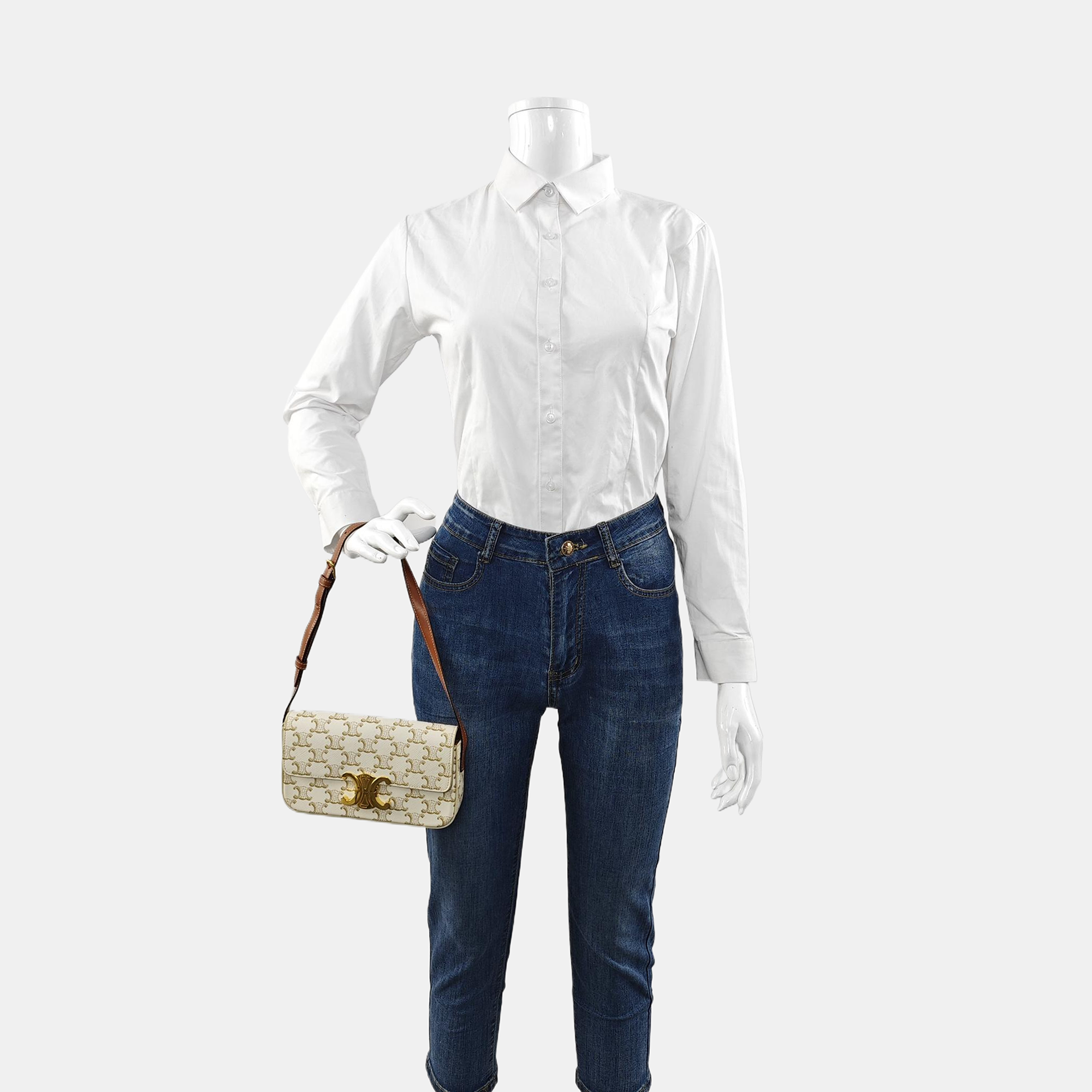 Authenticated pre-owned  TRIOMPHE Coated Canvas White - Shoulder Bag at Looply