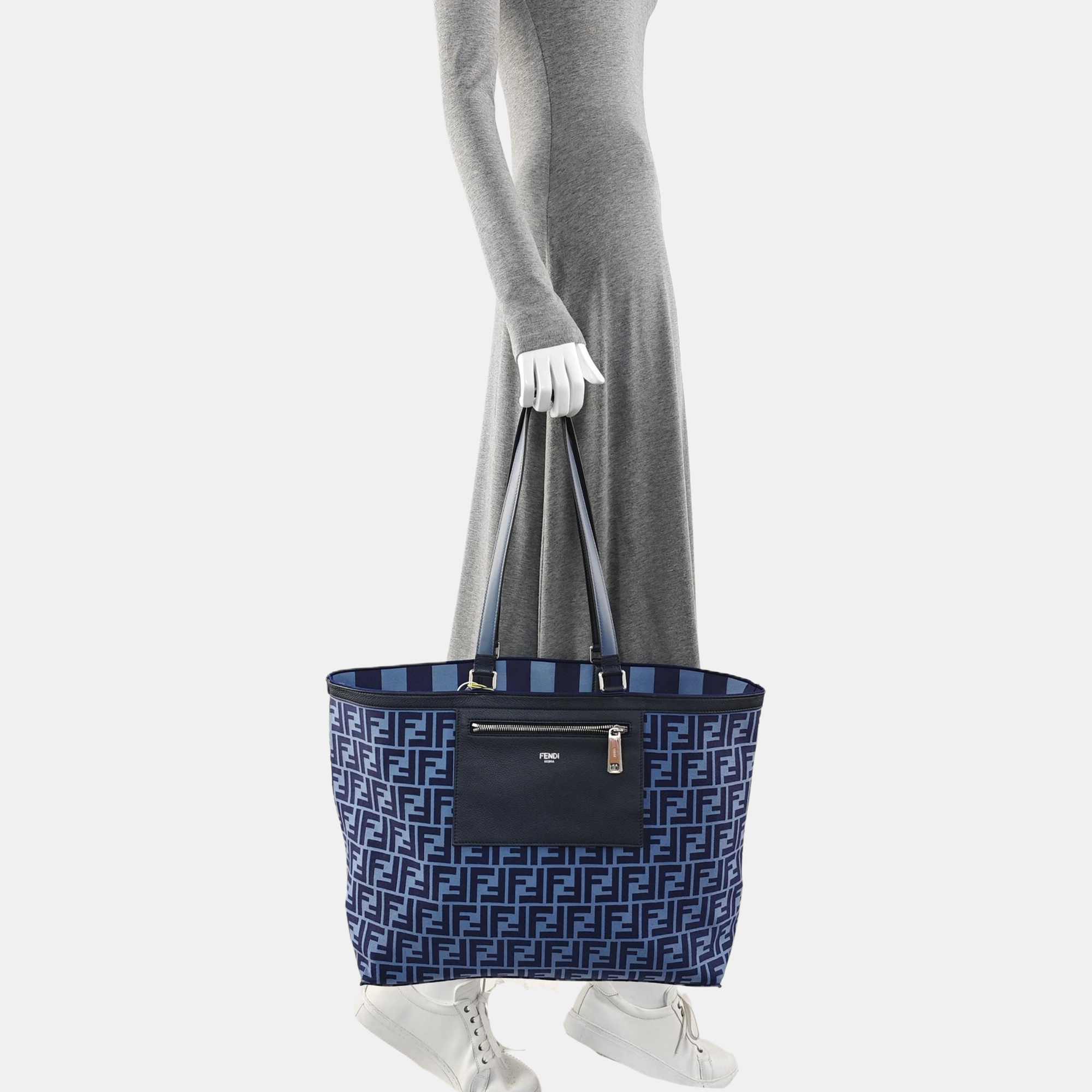 Monogram Canvas Tote Bag Blue