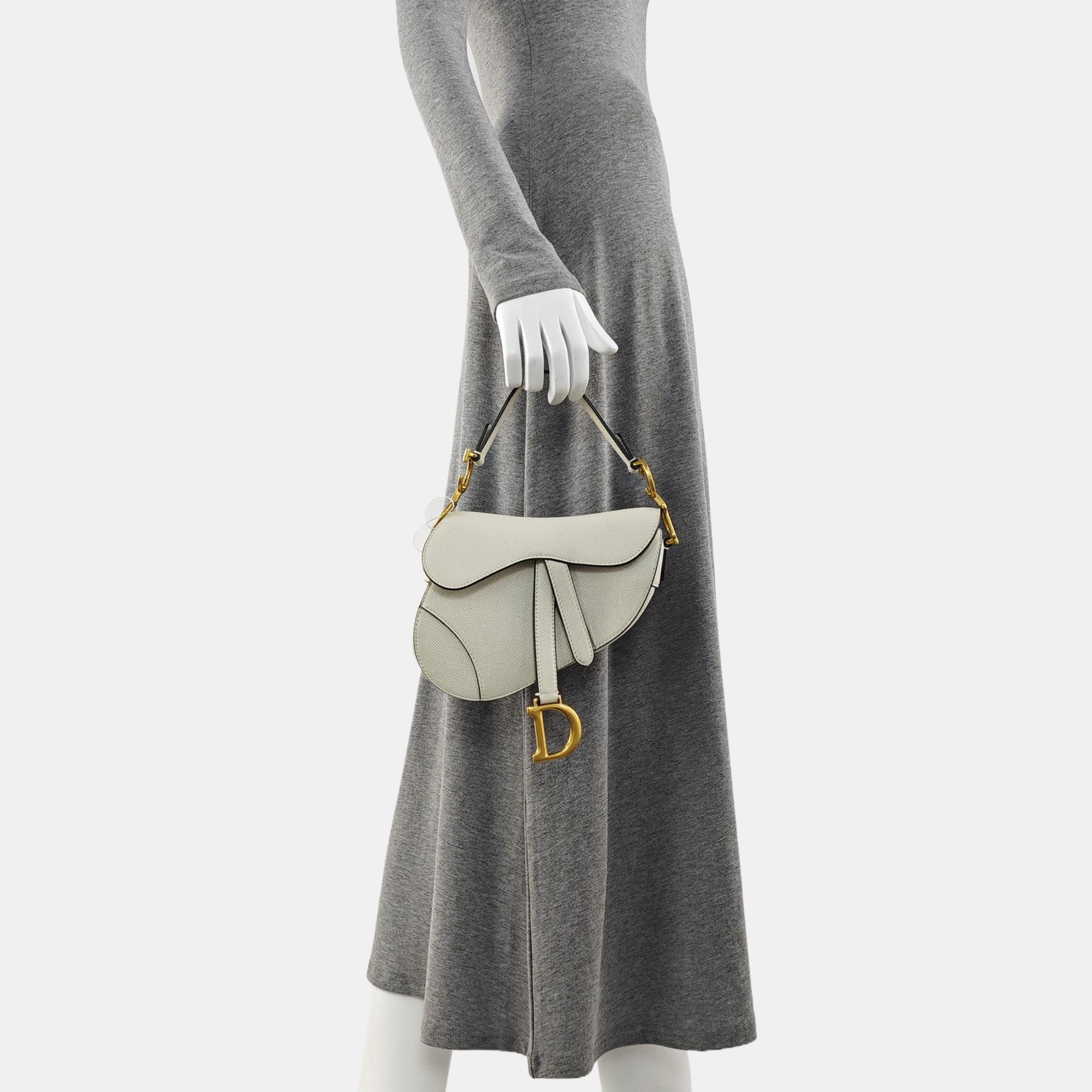 Authenticated pre-owned  Saddle Mini Calfskin White - Top Handle Bag at Looply