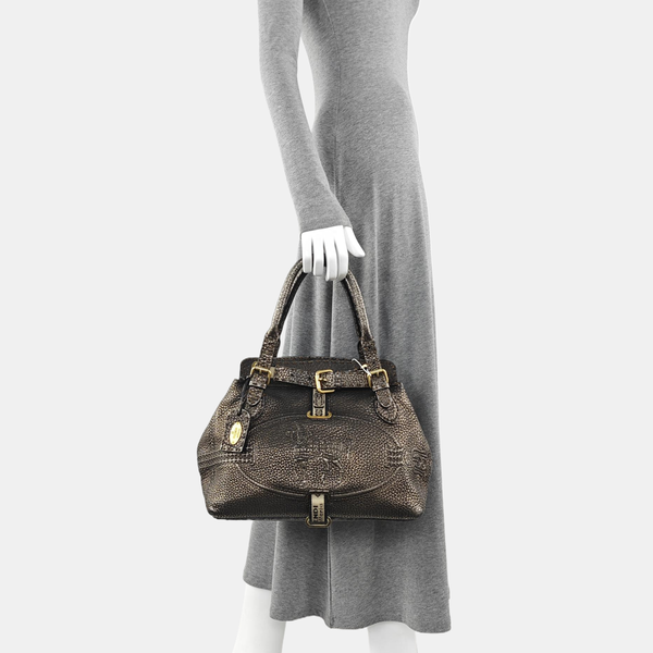 Calfskin Top Handle Bag Gold