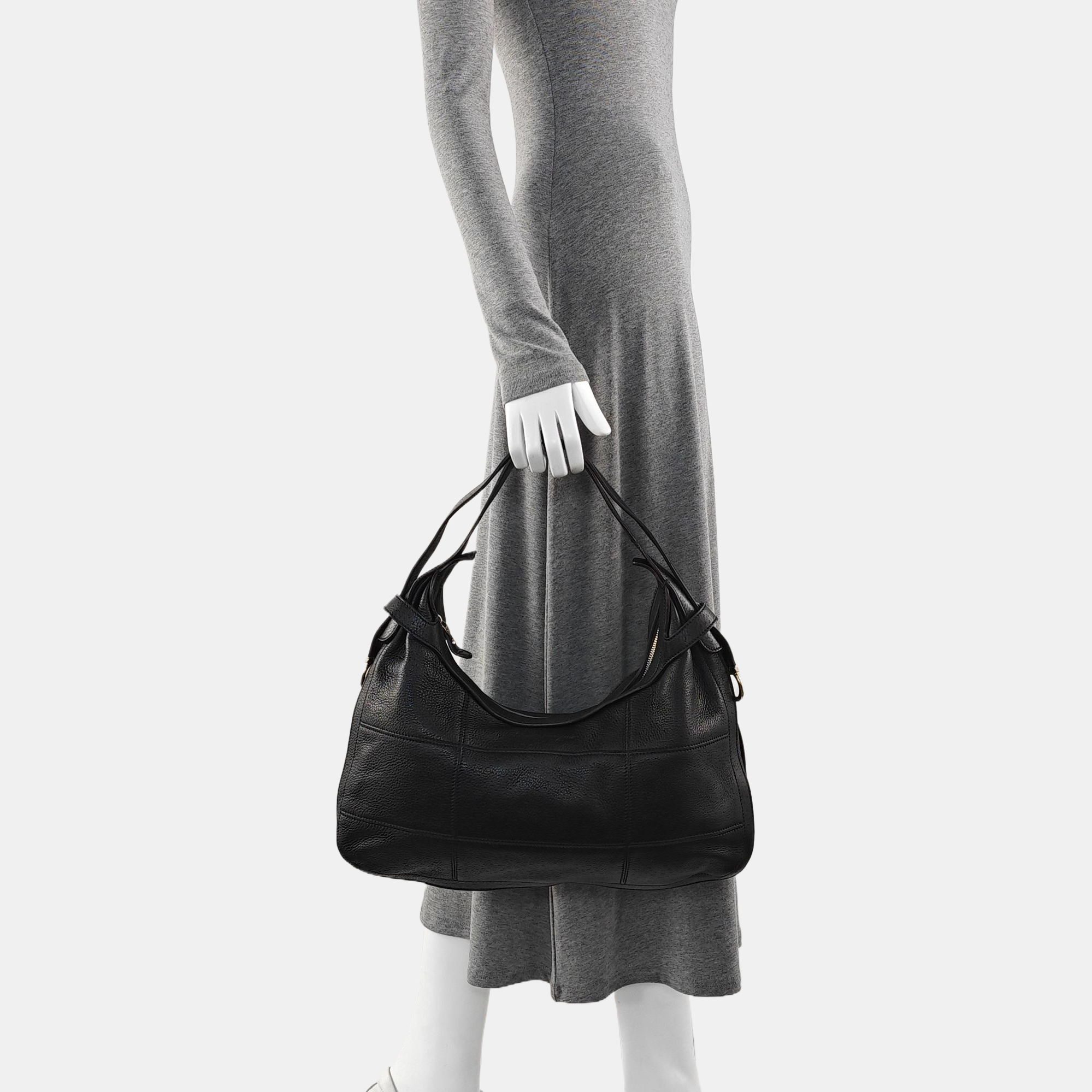 Calfskin Top Handle Bag Black
