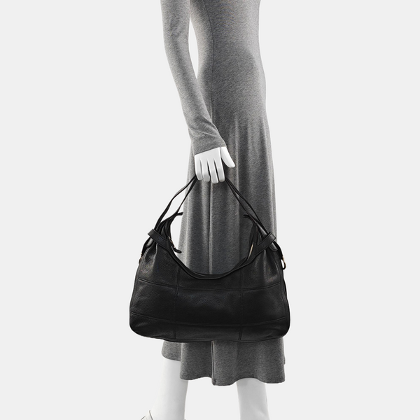 Calfskin Top Handle Bag Black