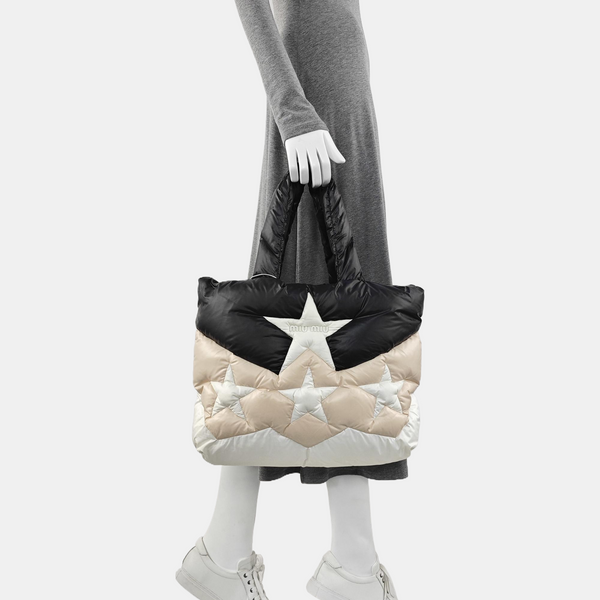 Quilted Nylon Tote Bag Multicolor