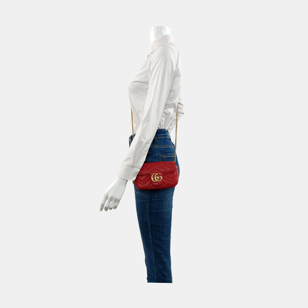 GG Marmont Mini Quilted Calfskin Red