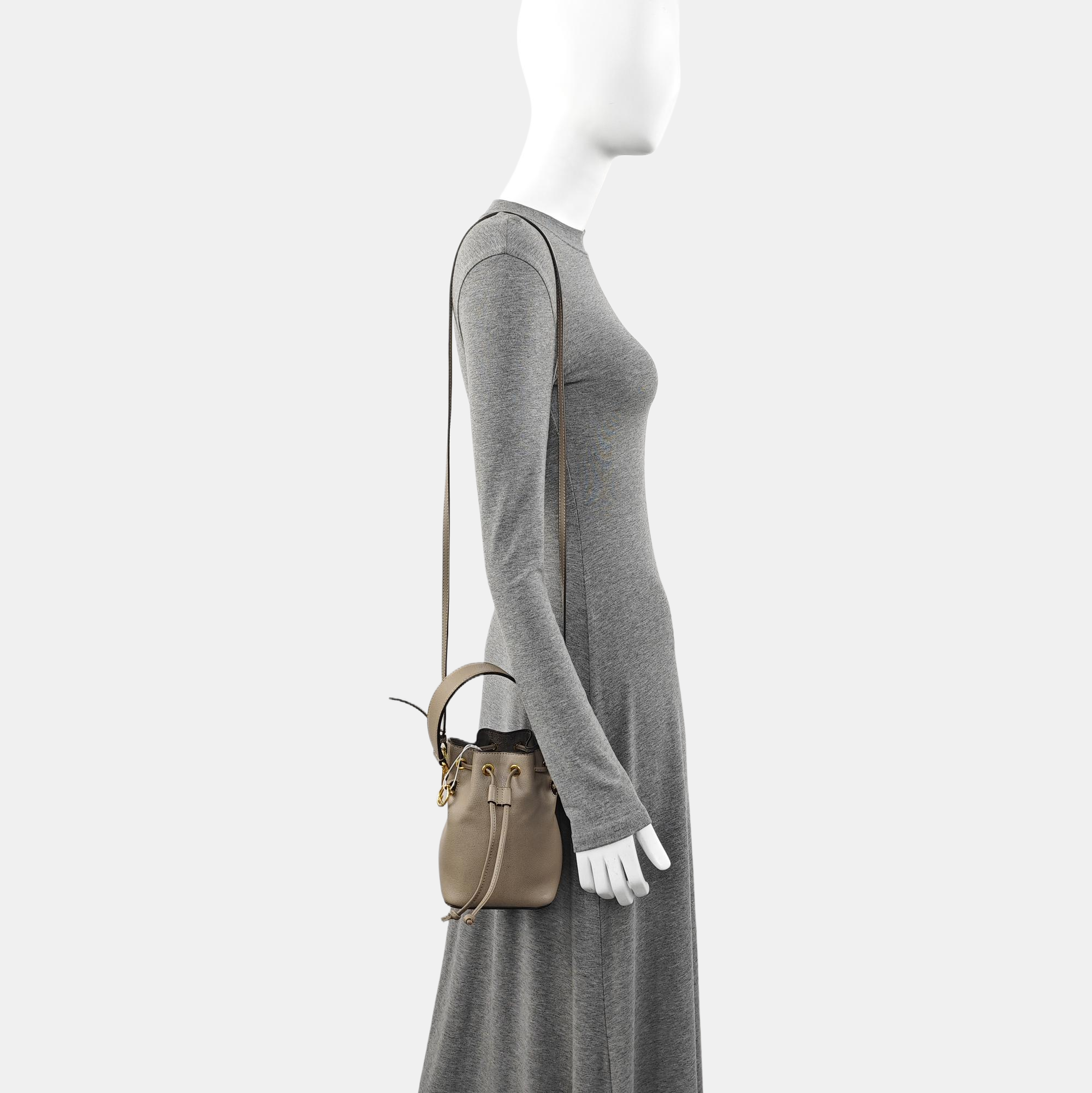 Authenticated pre-owned  Mon Tresor Mini Calfskin Gray - Bucket Bag at Looply
