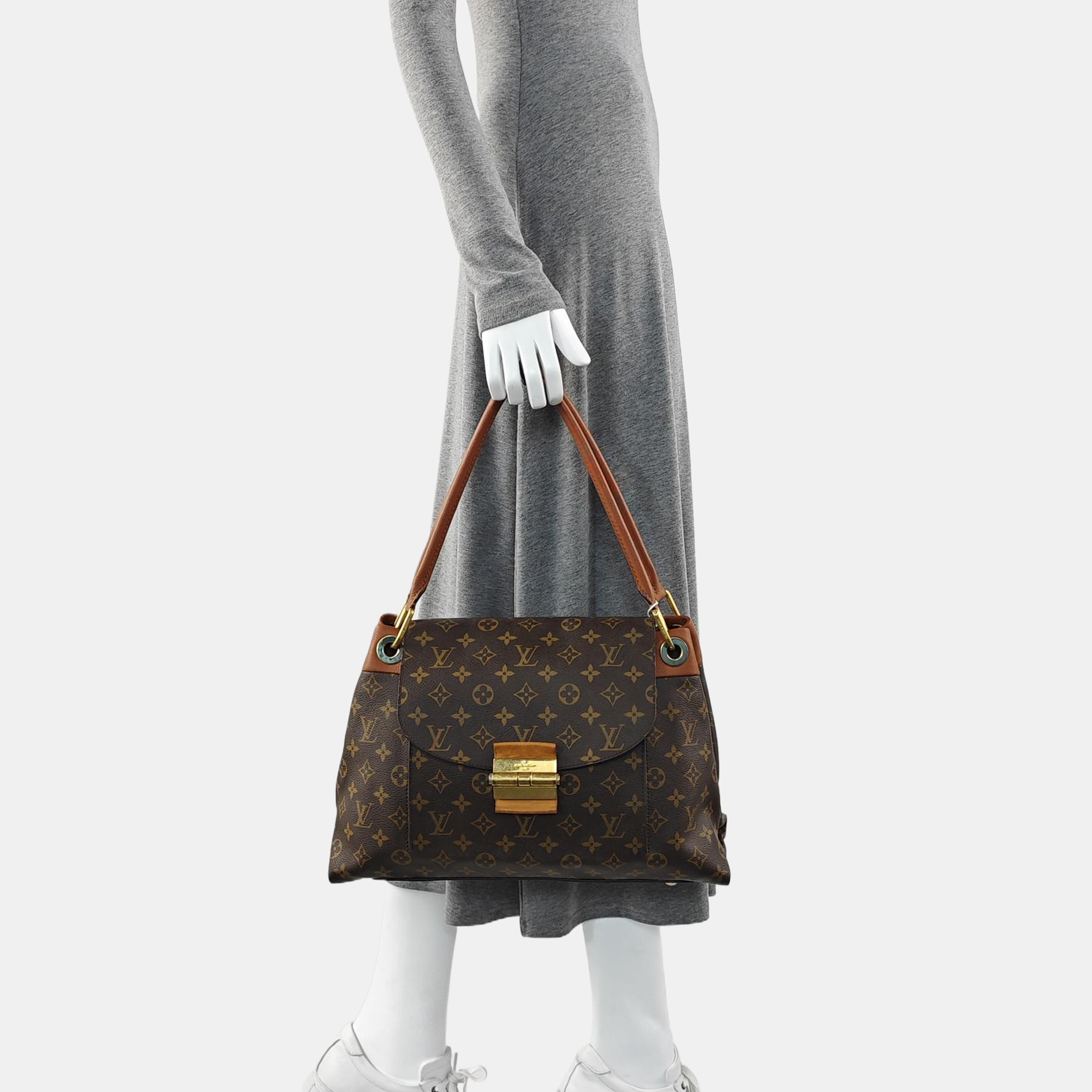 OLYMPE MM Monogram Coated Canvas Brown