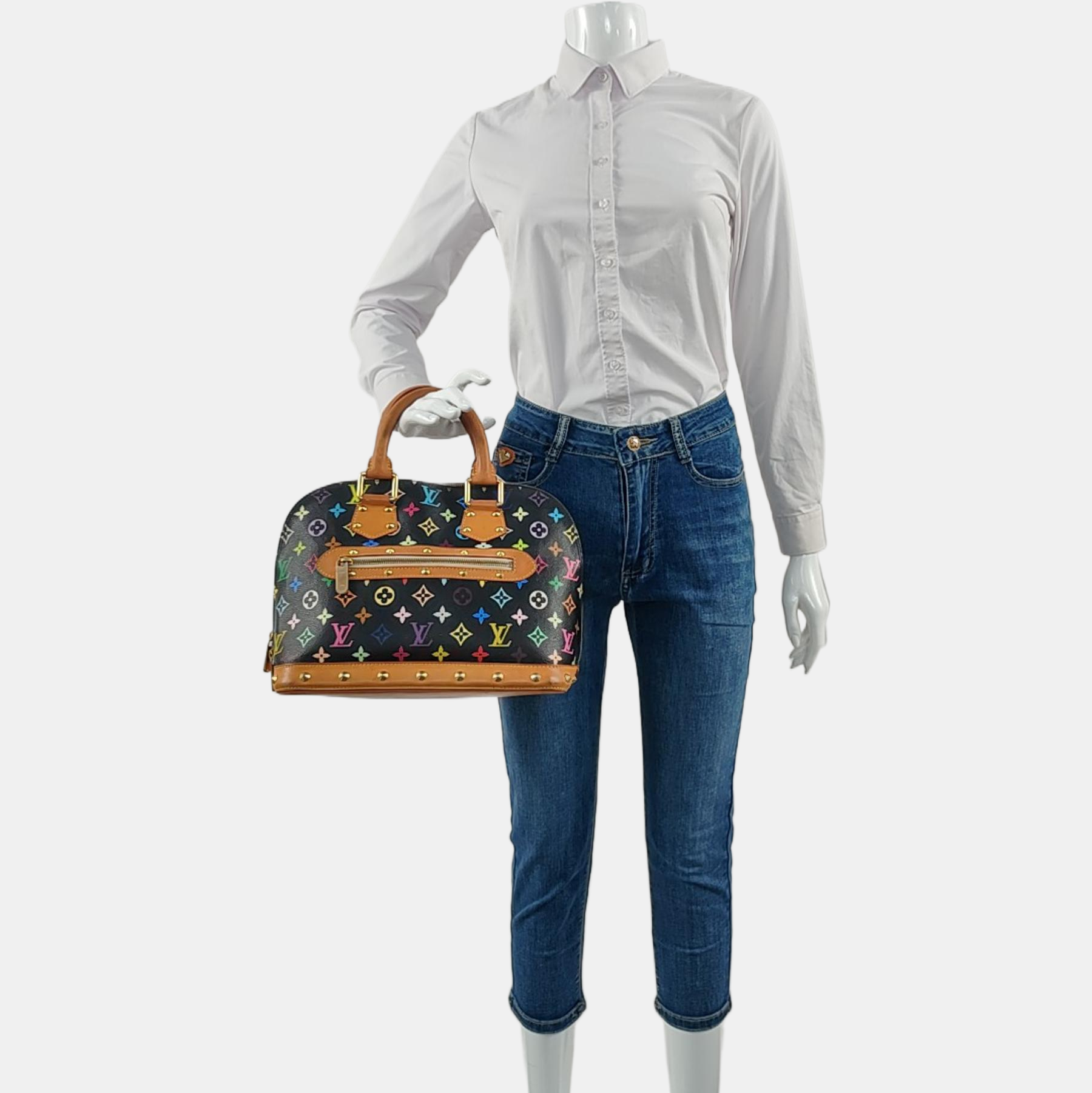 LV × TM Alma Small Monogram Lona Revestida Negra