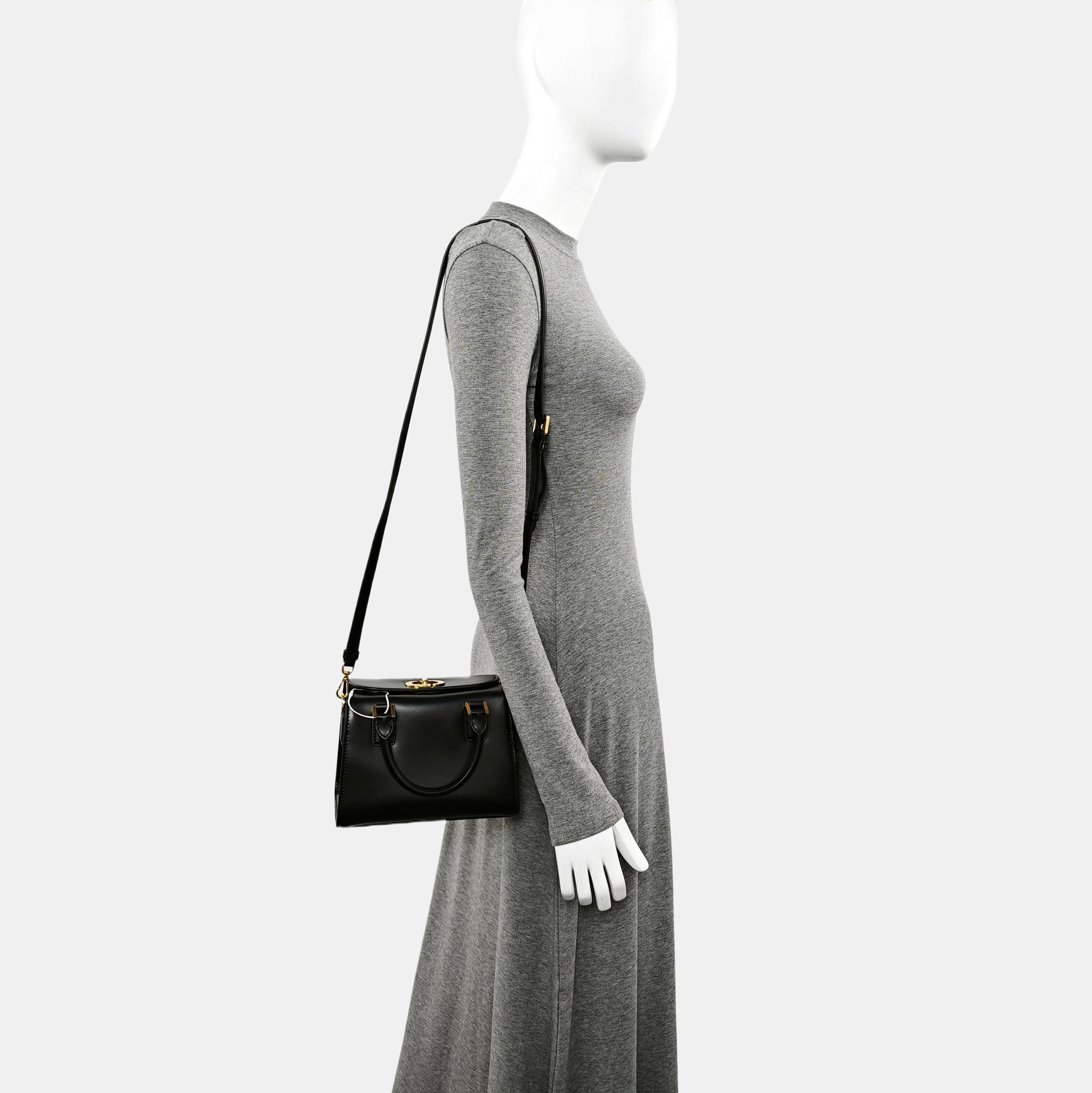 Calfskin Shoulder Bag Small Black