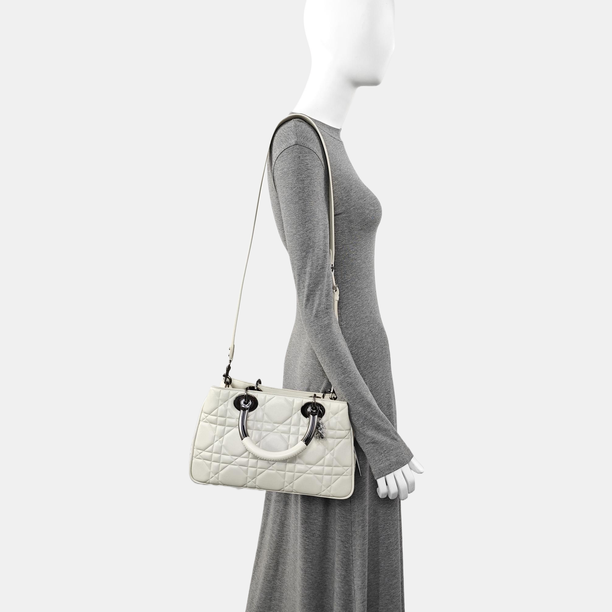 Lady 95.22 Cannage Calfskin White