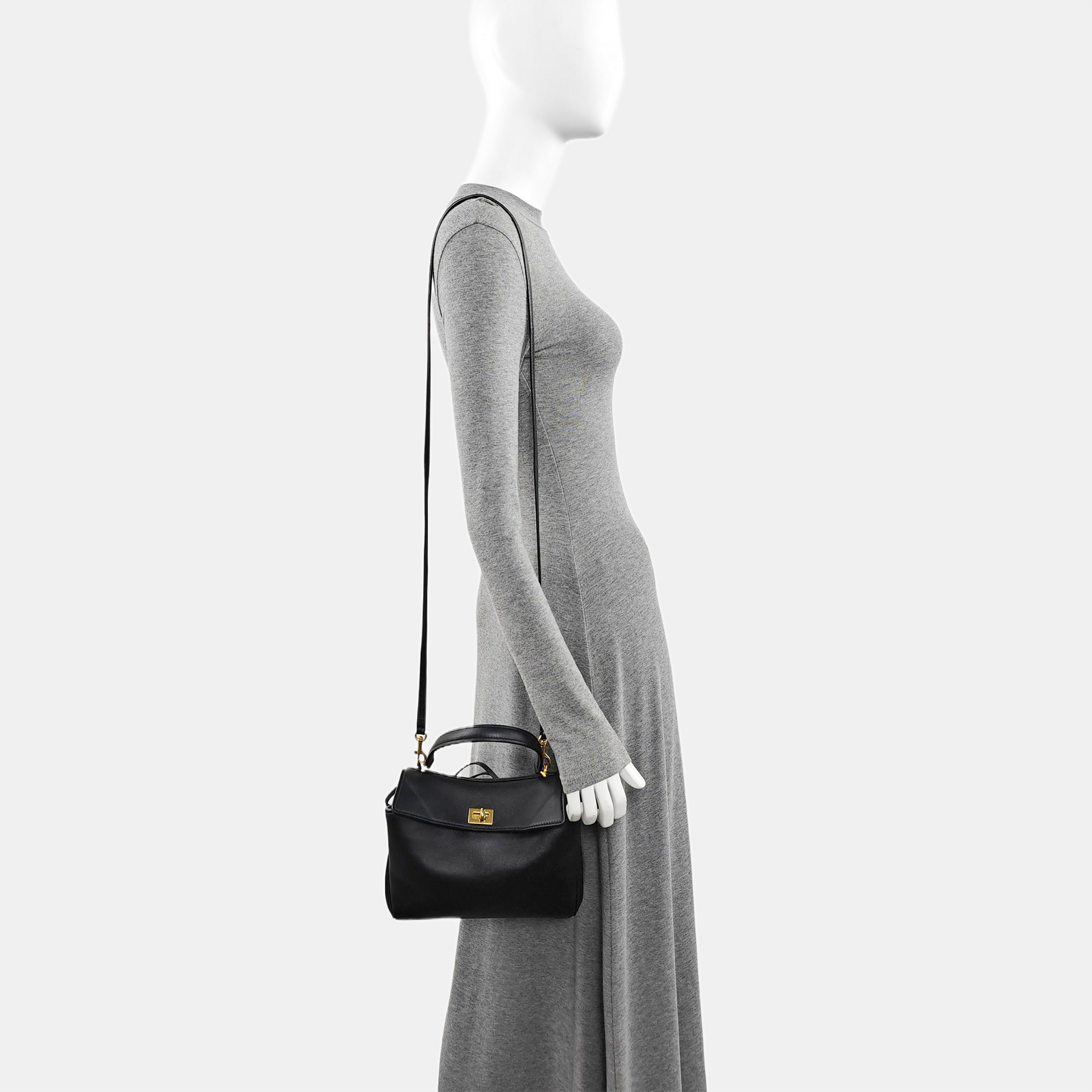 Calfskin Shoulder Bag Mini Black