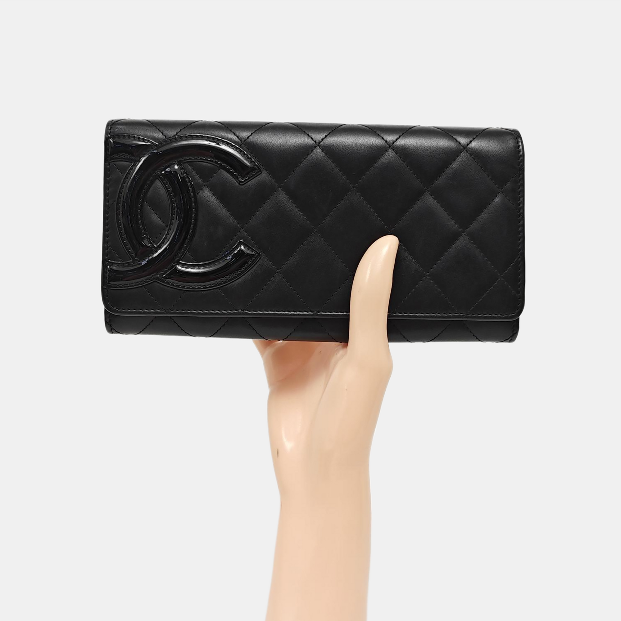 CAMBON Medium Quilted Calfskin Black Wallet