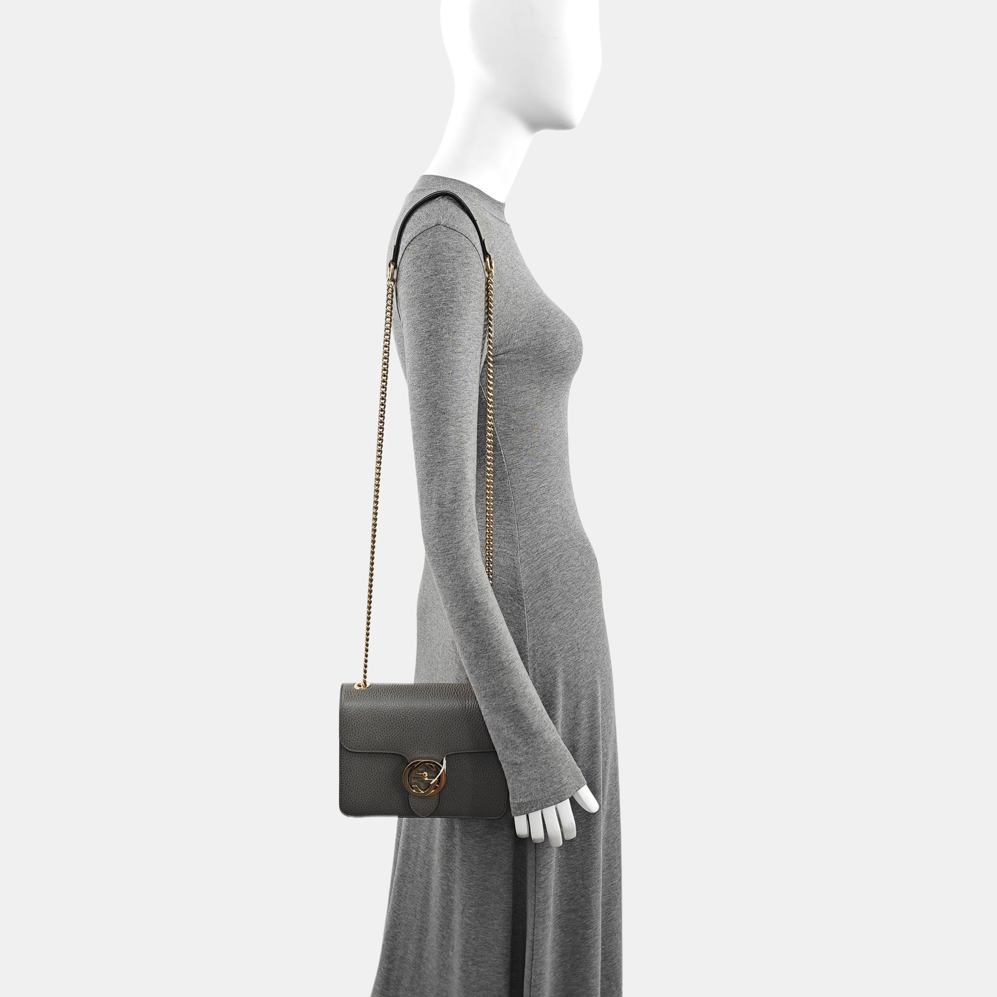 Interlocking G Small Calfskin Gray