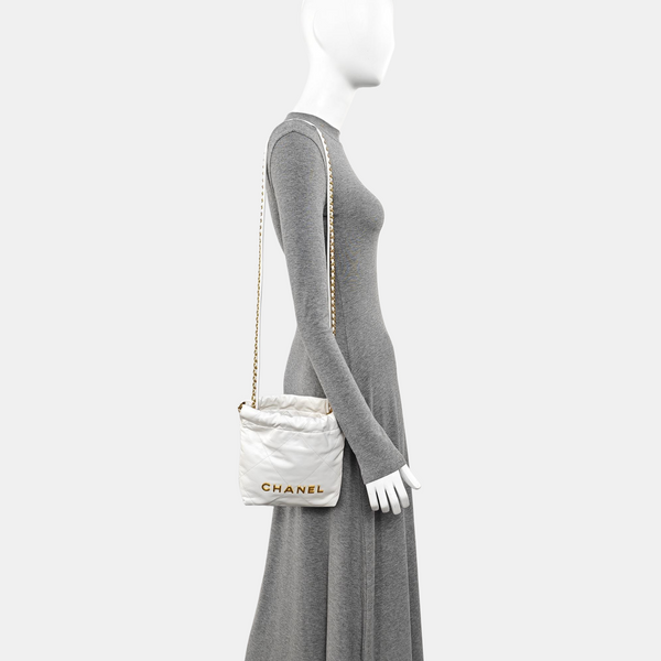 CHANEL 22 Mini Quilted Calfskin White