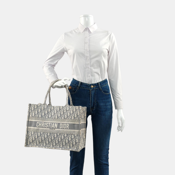 Book Tote Medium Oblique Canvas Gray