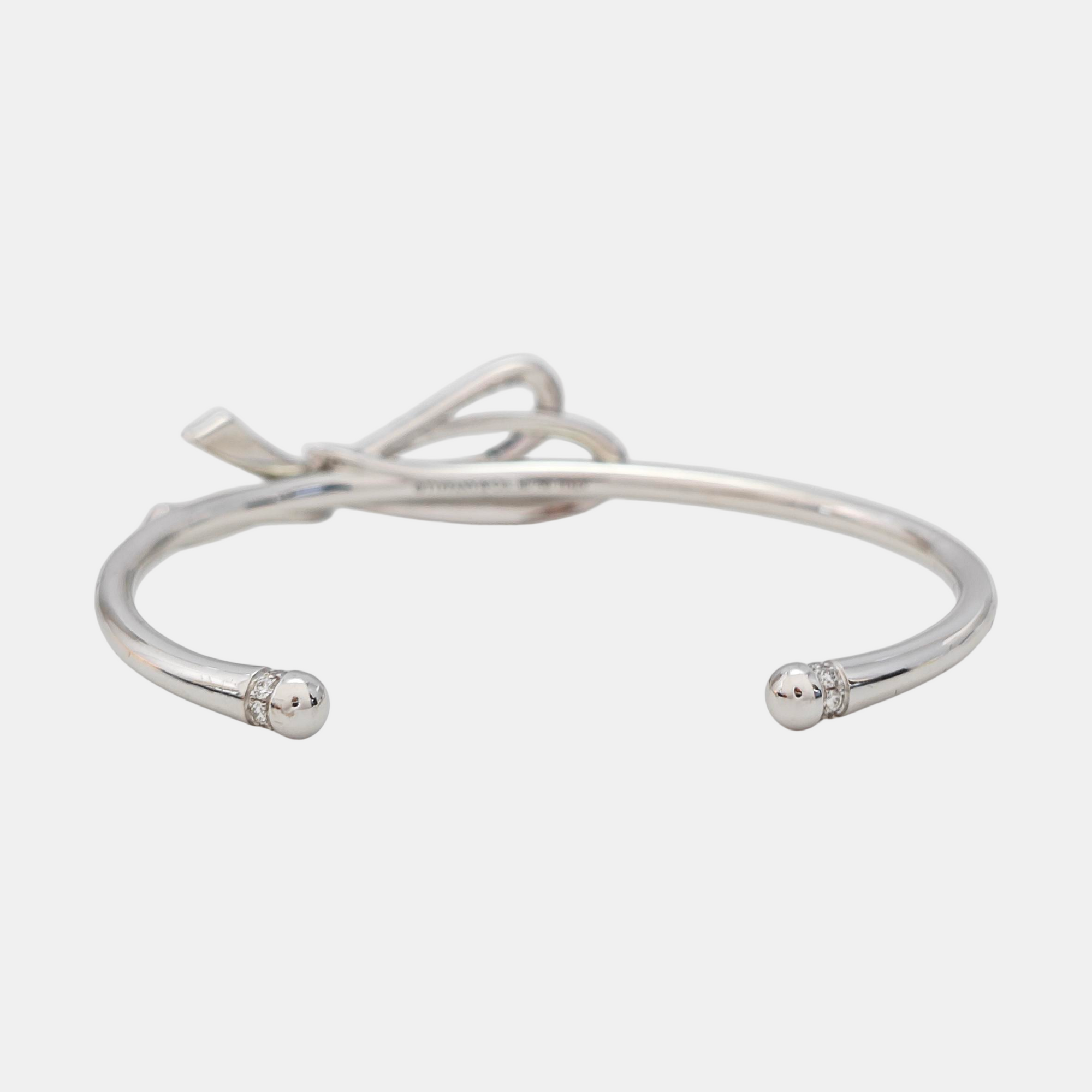 Tiffany Bow 18k White Gold Silver Bangle