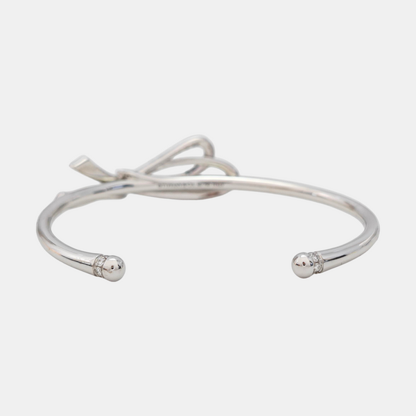 Tiffany Bow 18k White Gold Silver Bangle