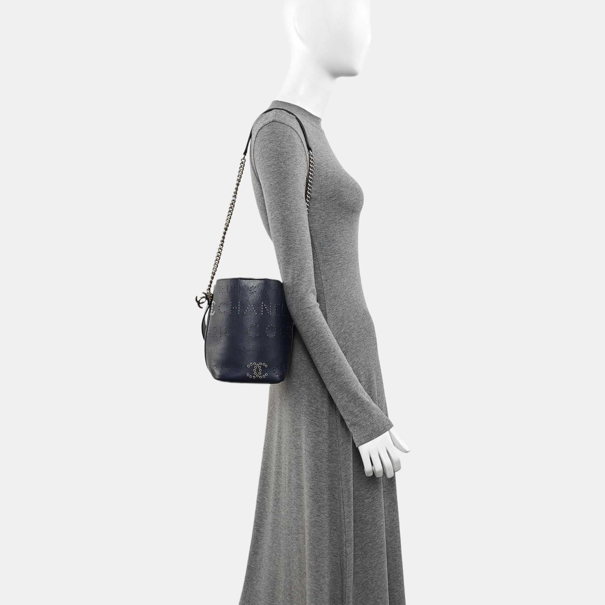 Calfskin Bucket Bag Small Blue