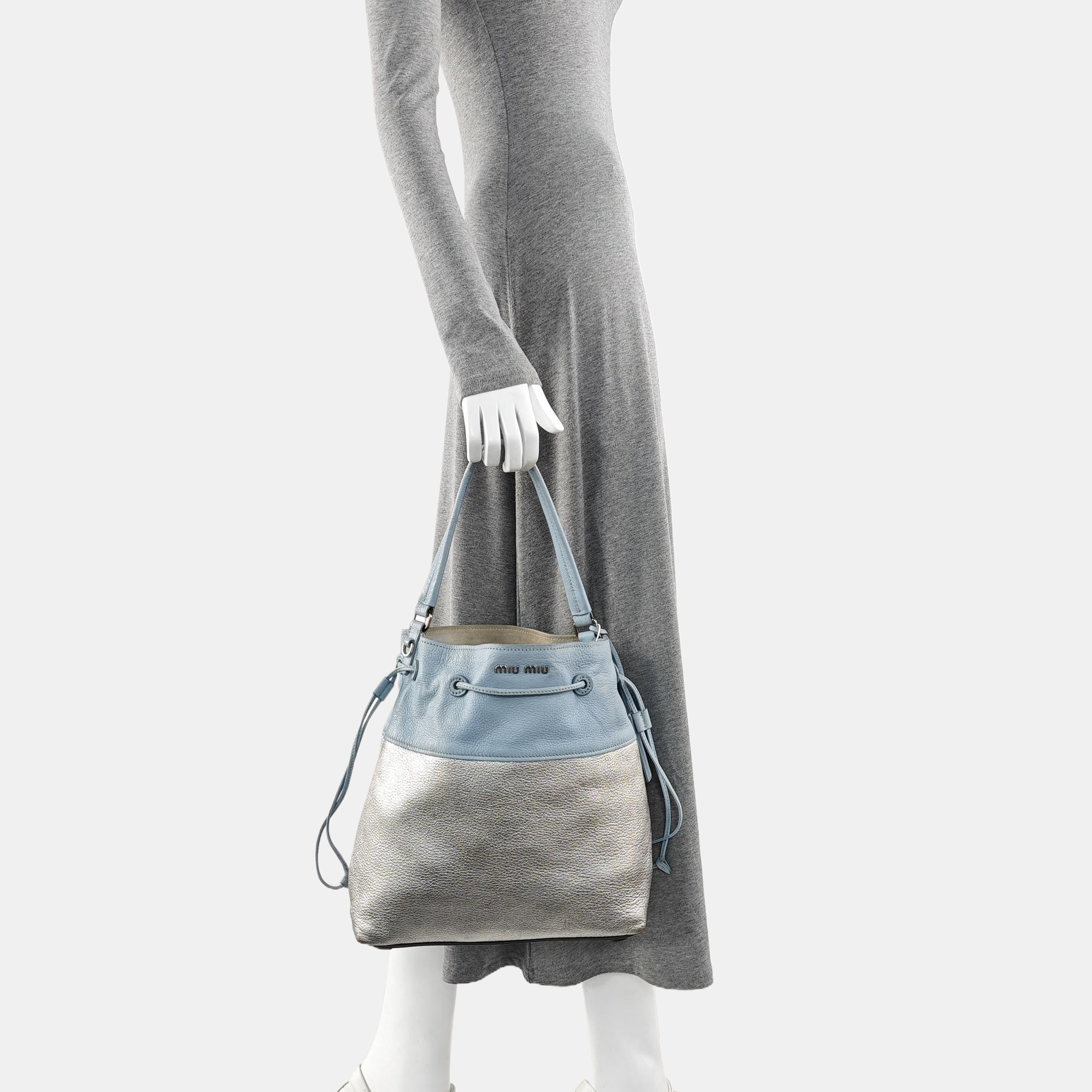 Calfskin Top Handle Bag Silver