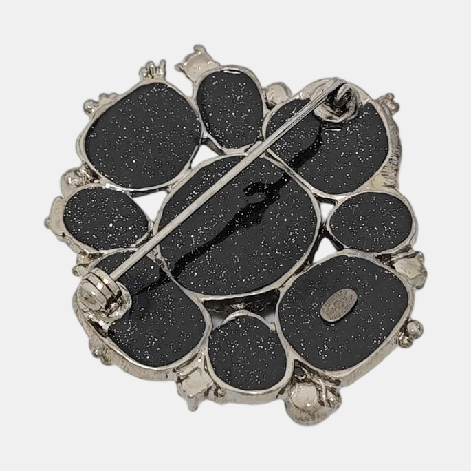 CC Logo Metal Black Brooch