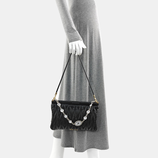 Quilted Lambskin Top Handle Bag Black
