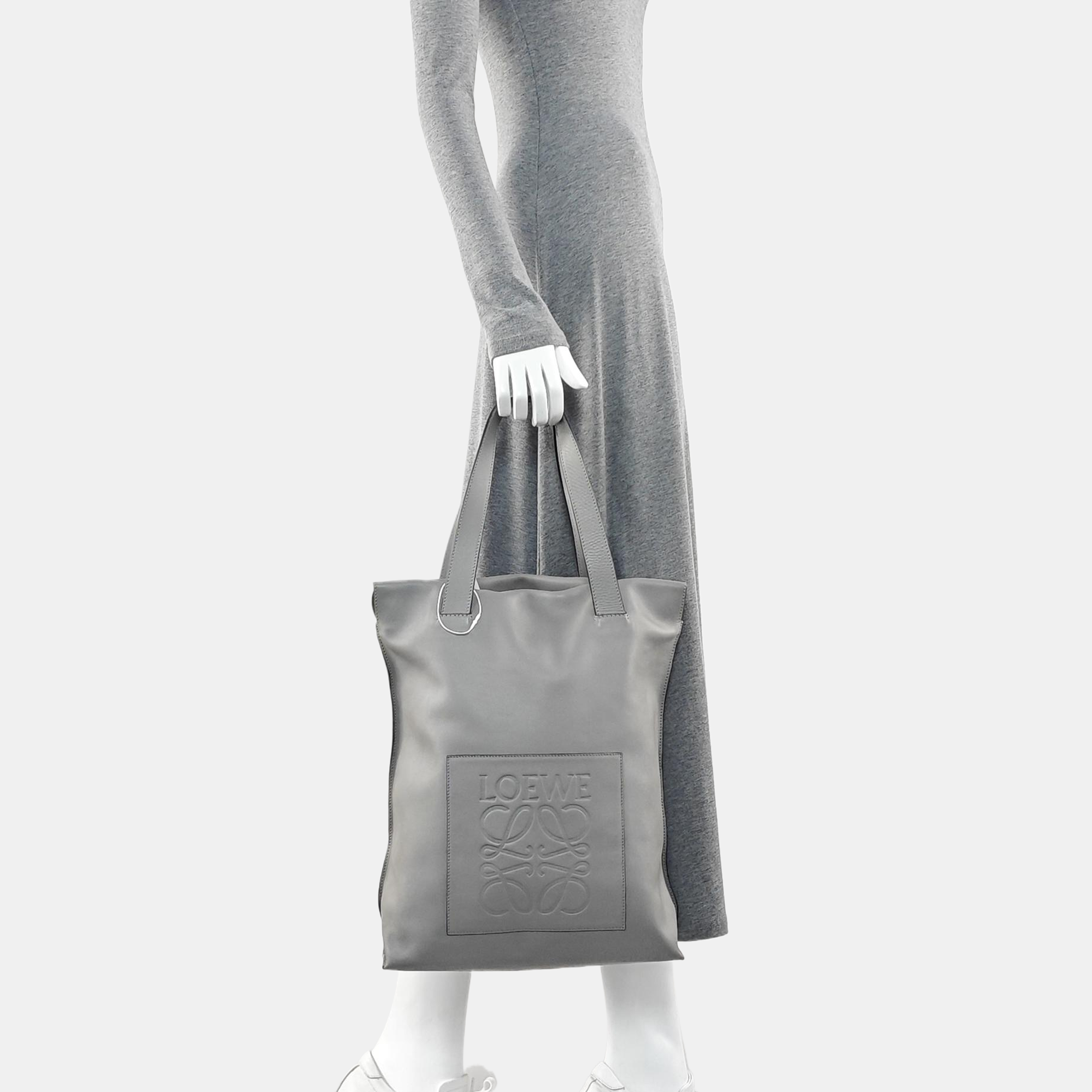 Calfskin Top Handle Bag Gray